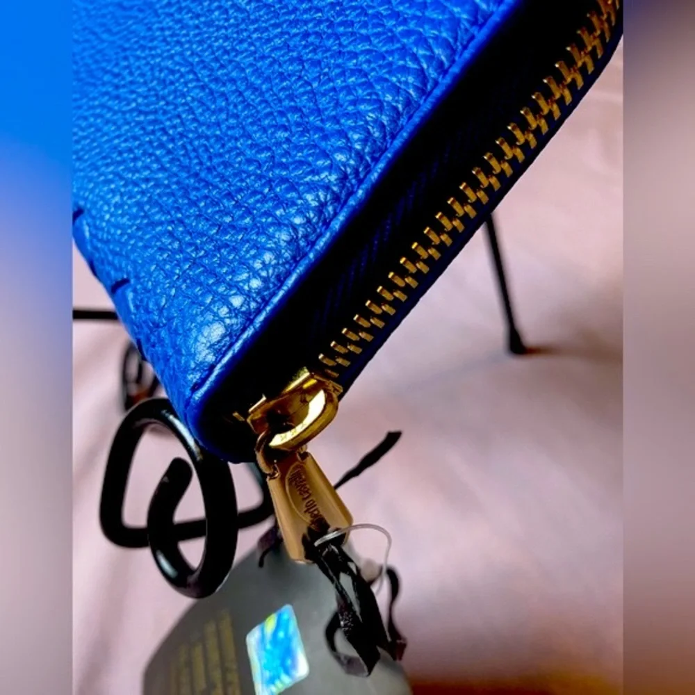 Roberto Cavalli Blue Pebbled Leather Wallet